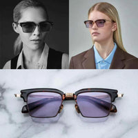 jacques marie mage ALIN vintage half rim sunglasses alloy acetate retro style