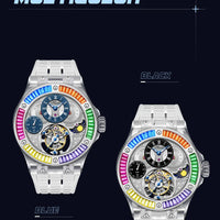 Haofa k9 watermelon crystal watch luxury skeleton tourbillon watch sapphire glass