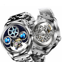 IDEAL KNIGHT blue earth tourbillon watch luxury skeleton automatic timepiece