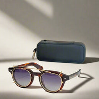 Moscot Baitsim handcrafted acetate clip-ons with iconic oval shape sunglasses
