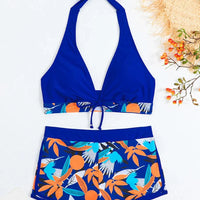 Bikini set short swimsuit women high waist swimwear printed beachwear