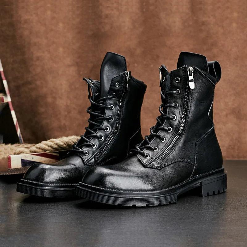 fashion luxury genuine leather designer british style handmade boots