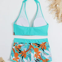 Bikini set short swimsuit women high waist swimwear printed beachwear