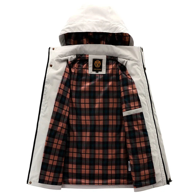 New stylish hooded windbreaker fleece lined jacket