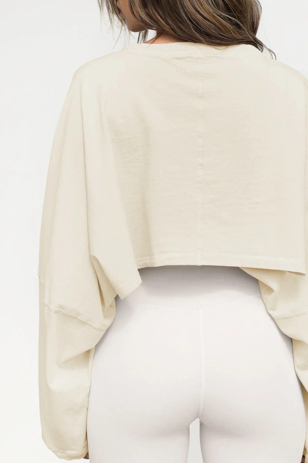 Loose fit round neck crop sweater women Short
