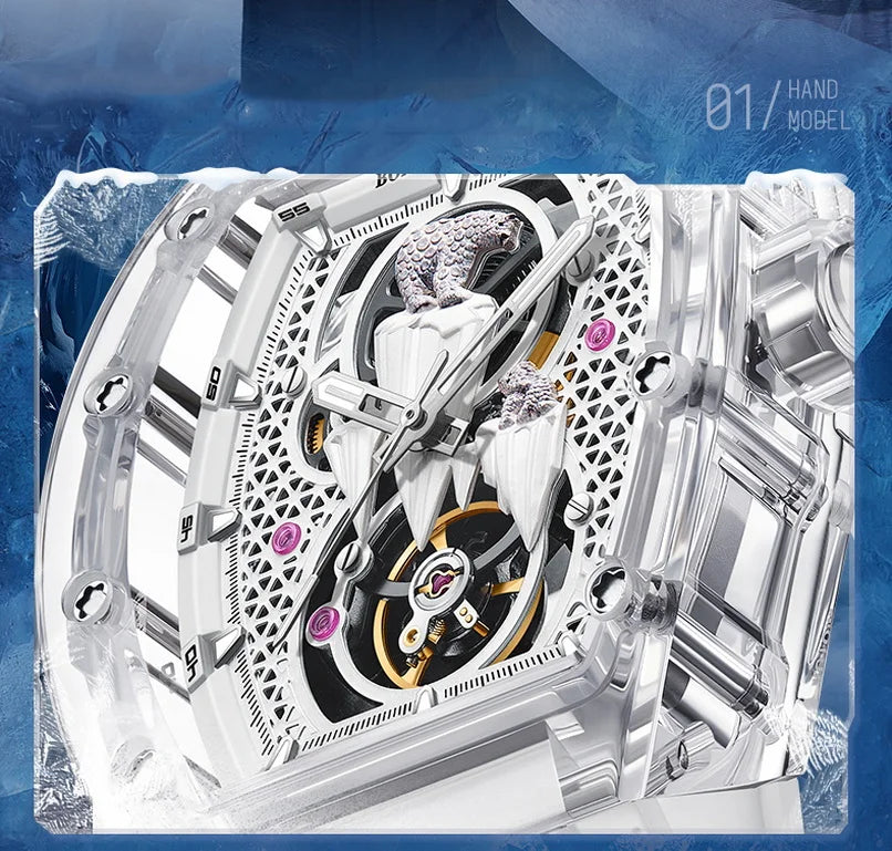 Bonest Gatti luxury automatic watch polar bear skeleton dial
