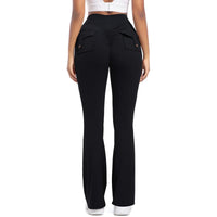 Women Flare pocket leggings high waist Breathable street style