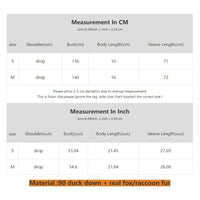 Winter girls jacket with real raccoon fox fur loose fit coat