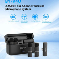 BOYA-V4U wireless microphone for phone & pc video recording live streaming