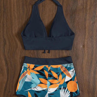 Bikini set short swimsuit women high waist swimwear printed beachwear