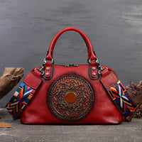 women genuine leather tote bag classic cowhide shoulder handbag with zipper
