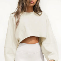 Loose fit round neck crop sweater women Short