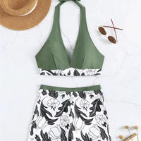 Bikini set short swimsuit women high waist swimwear printed beachwear