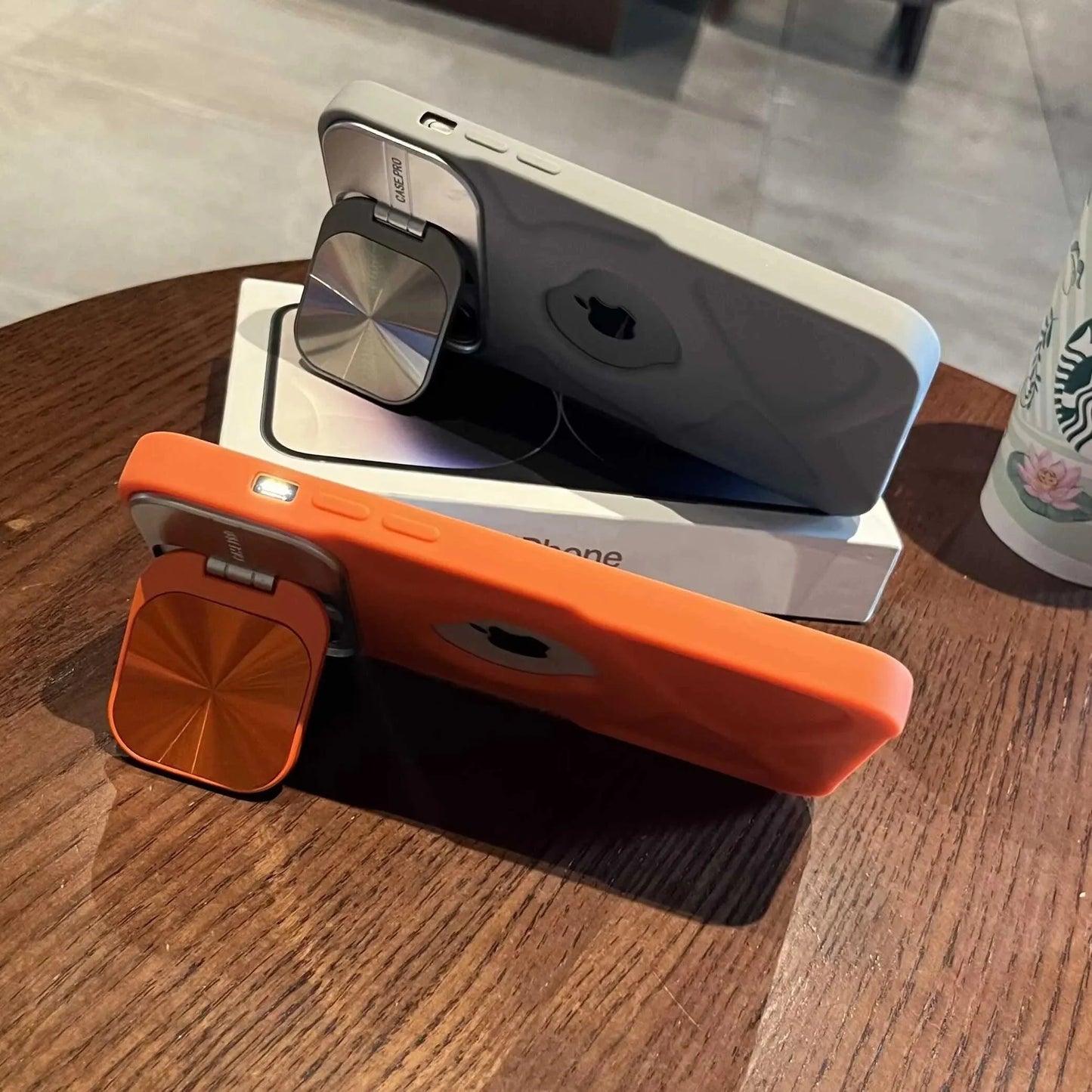 Fashion logo hole magnetic case for iphone lens protection covers
