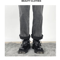 Dark punk style boots leather metal niche street style