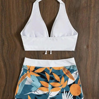 Bikini set short swimsuit women high waist swimwear printed beachwear