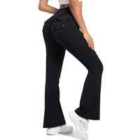 Women Flare pocket leggings high waist Breathable street style