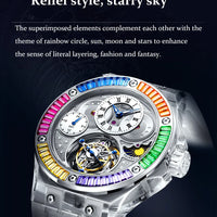 Haofa k9 watermelon crystal watch luxury skeleton tourbillon watch sapphire glass