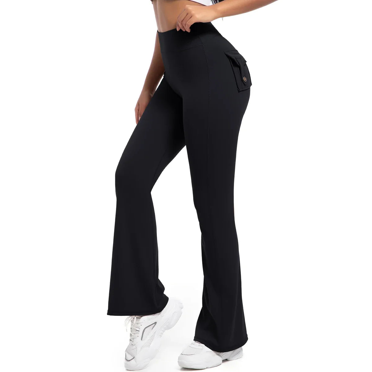 Women Flare pocket leggings high waist Breathable street style