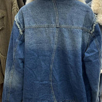 Real Fox fur thick warm denim parkas female winter coat