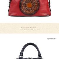 women genuine leather tote bag classic cowhide shoulder handbag with zipper