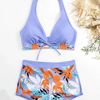 Bikini set short swimsuit women high waist swimwear printed beachwear