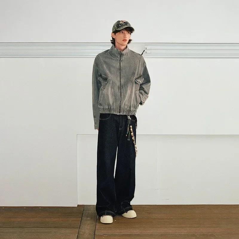 High street fashion baggy jeans reverse pocket design