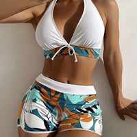 Bikini set short swimsuit women high waist swimwear printed beachwear