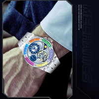 Haofa k9 watermelon crystal watch luxury skeleton tourbillon watch sapphire glass