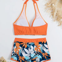 Bikini set short swimsuit women high waist swimwear printed beachwear