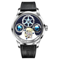 IDEAL KNIGHT blue earth tourbillon watch luxury skeleton automatic timepiece