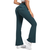 Women Flare pocket leggings high waist Breathable street style