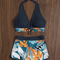 Bikini set short swimsuit women high waist swimwear printed beachwear