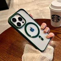 Luxury safe transparent case for iphone,Wireless charge magnetic bumper cover