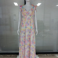 Rückenfreies Blumenkleid - Ärmelloses Maxikleid mit hoher Taille