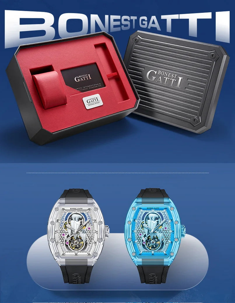 Bonest Gatti luxury automatic watch polar bear skeleton dial