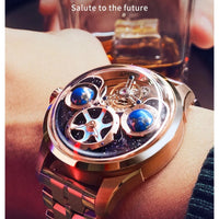 IDEAL KNIGHT blue earth tourbillon watch luxury skeleton automatic timepiece