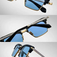 jacques marie mage ALIN vintage half rim sunglasses alloy acetate retro style