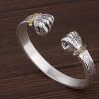 Masculine Fist Shaped Bracelet for Mens Vintage Solid 925 Silver Bangles Classic Jewelry