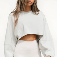 Loose fit round neck crop sweater women Short
