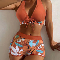 Bikini set short swimsuit women high waist swimwear printed beachwear