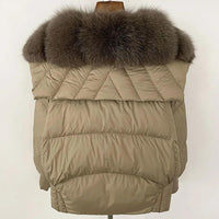 Winter girls jacket with real raccoon fox fur loose fit coat
