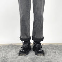 Dark punk style boots leather metal niche street style