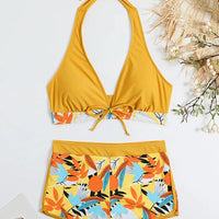 Bikini set short swimsuit women high waist swimwear printed beachwear