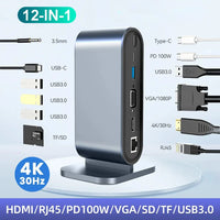 USB C Docking Station with HDMI 4K, Power Delivery Charging, Ethernet Port, VGA, SD Card Reader