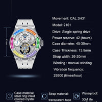 Haofa k9 watermelon crystal watch luxury skeleton tourbillon watch sapphire glass