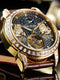 Reef tiger automatic watch rose gold pixiu dial diamond bezel leather strap