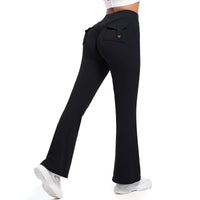 Women Flare pocket leggings high waist Breathable street style