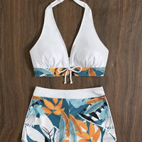 Bikini set short swimsuit women high waist swimwear printed beachwear
