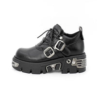Dark punk style boots leather metal niche street style